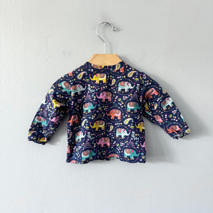 Handmade / Cardigan - Navy x elephant / 3-6M