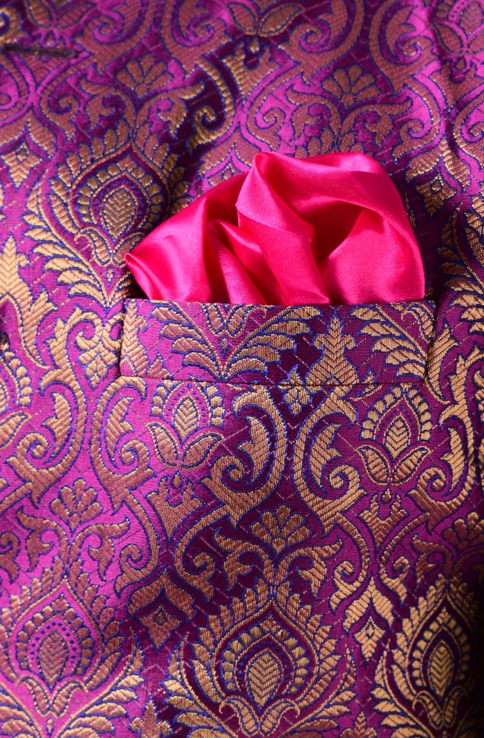 Handmade Elegant Maroon Kurta Pajama Set with Jam Purple Nehru Jacket | Open Day Functions Wedding Ceremonies Festivals Indian Dinner