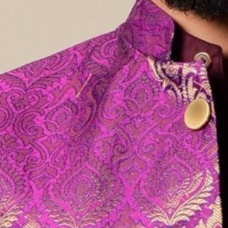 Handmade Elegant Maroon Kurta Pajama Set with Jam Purple Nehru Jacket | Open Day Functions Wedding Ceremonies Festivals Indian Dinner