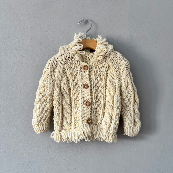 Handmade / Ivory cable knit cardigan / 24M