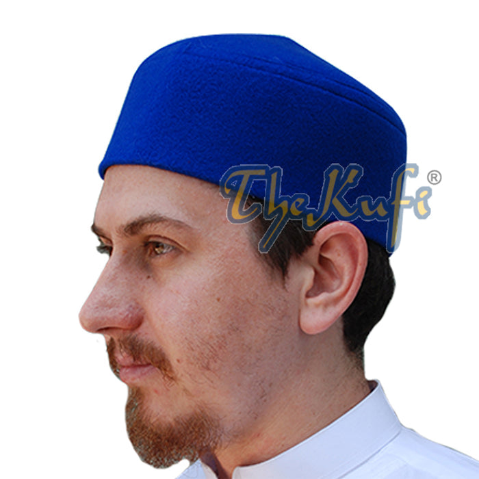 Handmade Pointed Top Blue Faux Felt Kufi