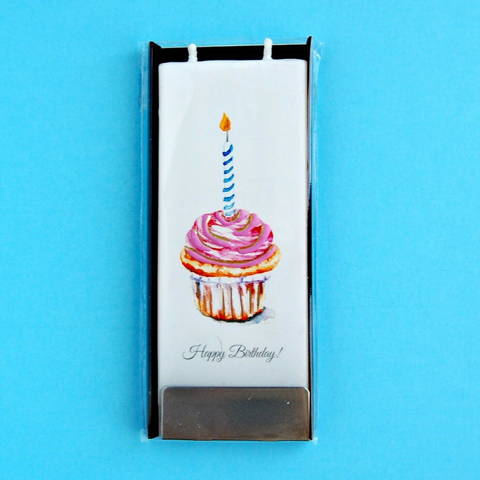 Happy Birthday Cupcake Flaytz Twin Wick Thin Flat Candle