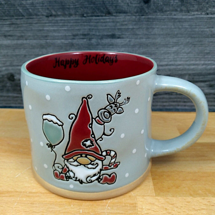 Happy Holidays Gnome Coffee Mug 17oz 455ml Embossed Christmas Cup by Blue Sky