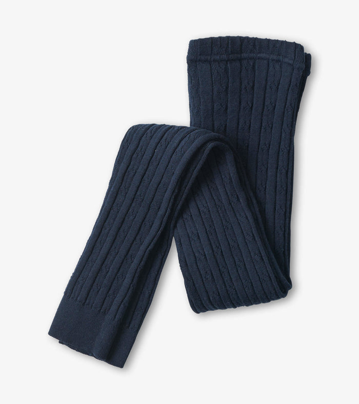 Hatley Cable Knit Footless Tights - Navy