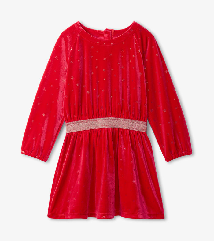 Hatley Crushed Velour Dress - Holiday Stars