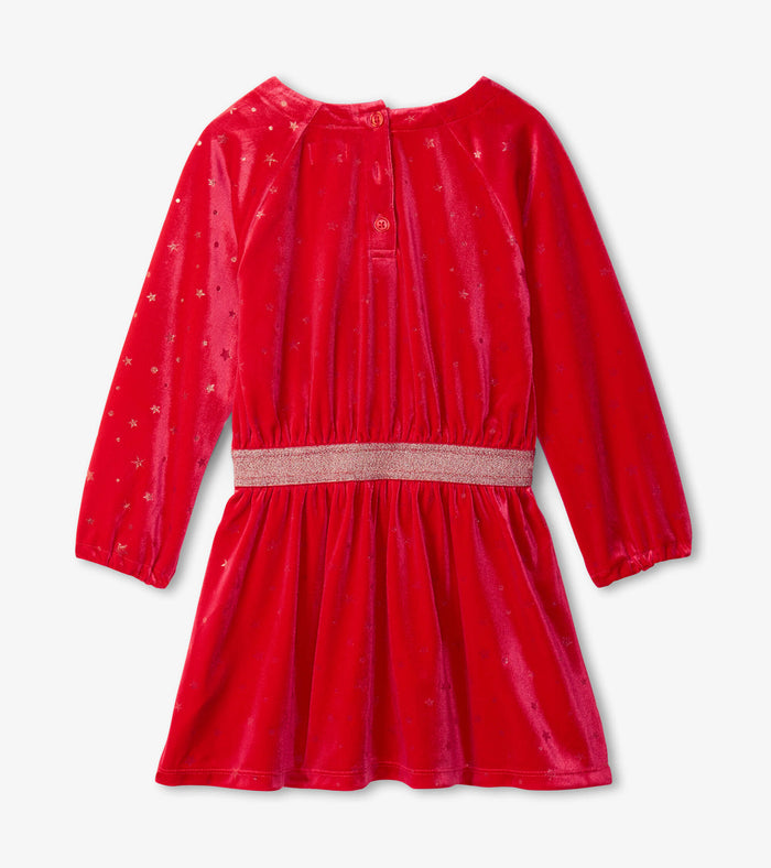 Hatley Crushed Velour Dress - Holiday Stars