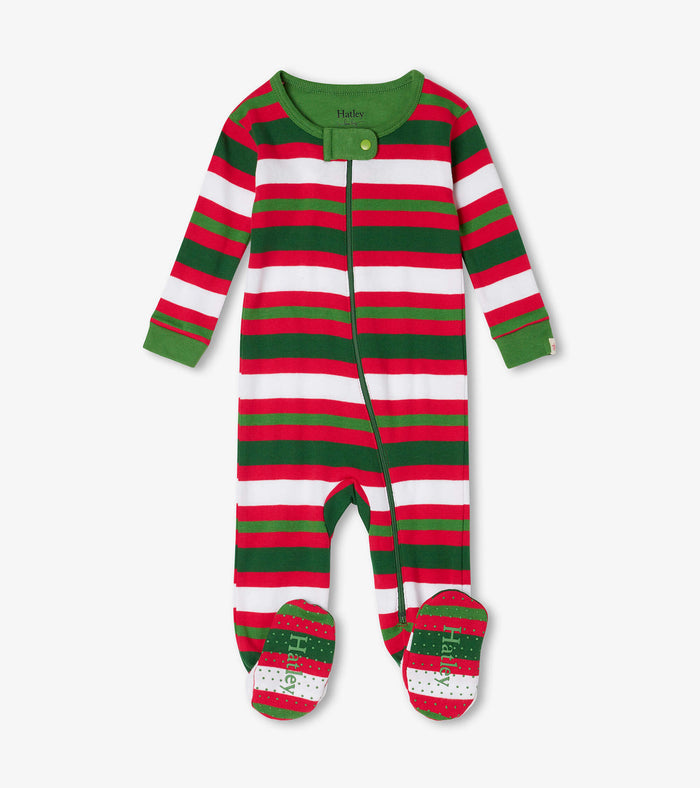 Hatley Footed Coverall - Candy Cane Stripes