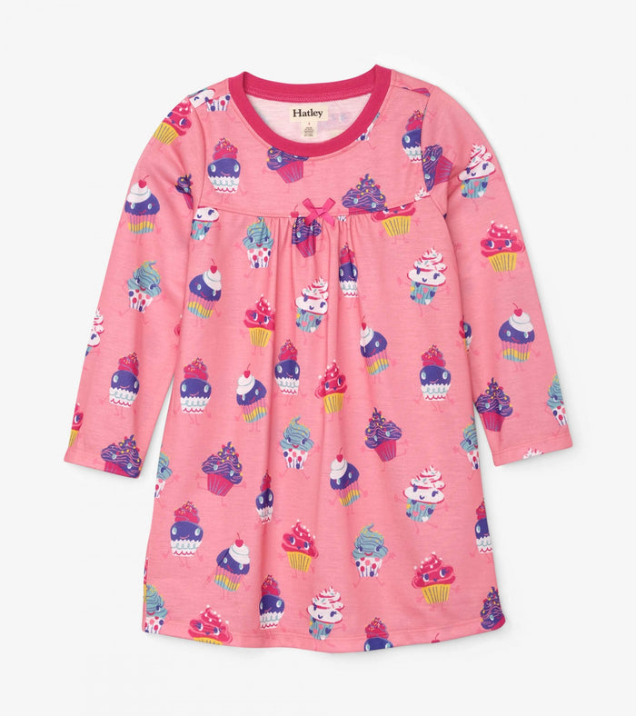 Hatley Long Sleeve Nightdress - Dancing Cupcakes