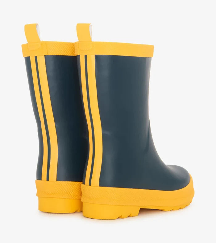 Hatley Matte Rain Boots - Navy and Yellow