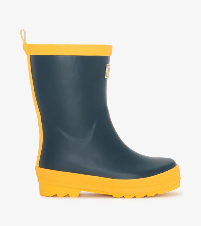 Hatley Matte Rain Boots - Navy and Yellow