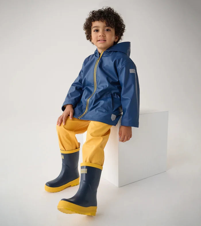 Hatley Matte Rain Boots - Navy and Yellow