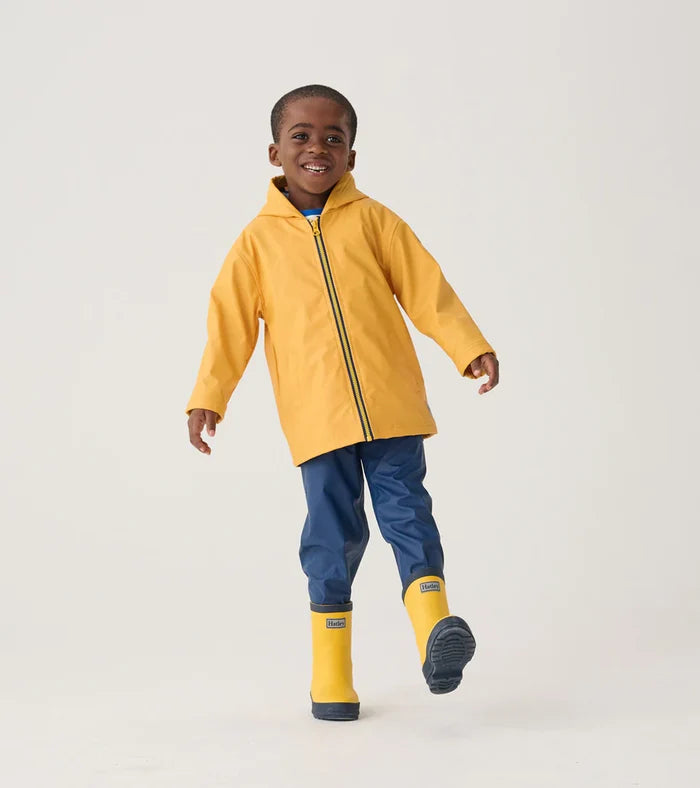 Hatley Matte Rain Boots - Yellow and Navy