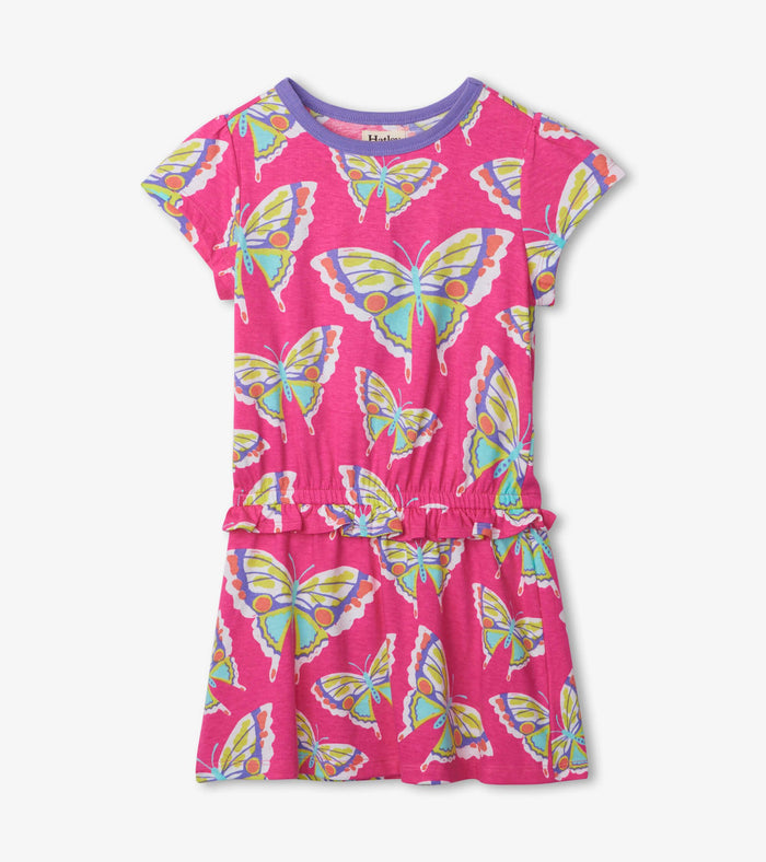 Hatley Ruffle Waist Dress - Botanical Butterflies