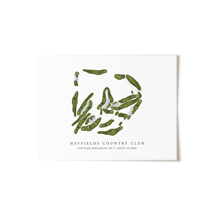Hayfields Country Club | Golf Course Map | Unframed