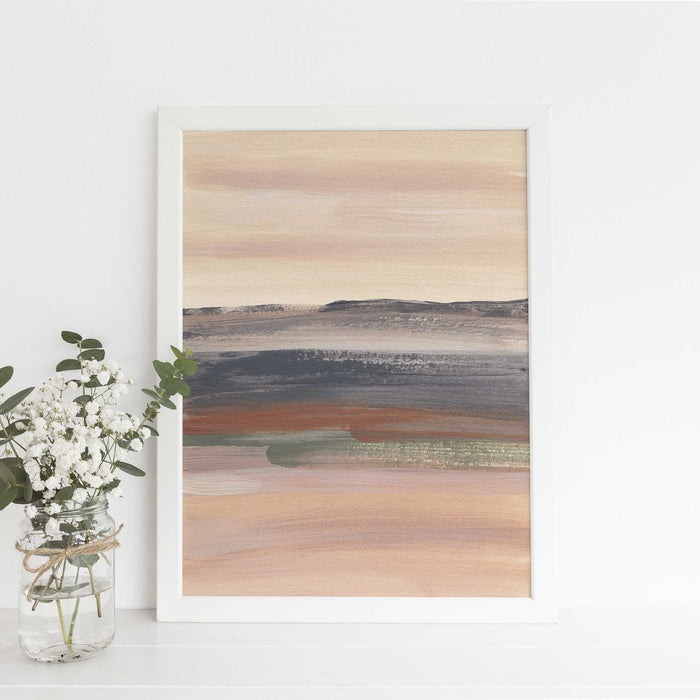 Abstract Desert Landscape Warm Neutral Beige Green Wall Art Print or Canvas - Jetty Home