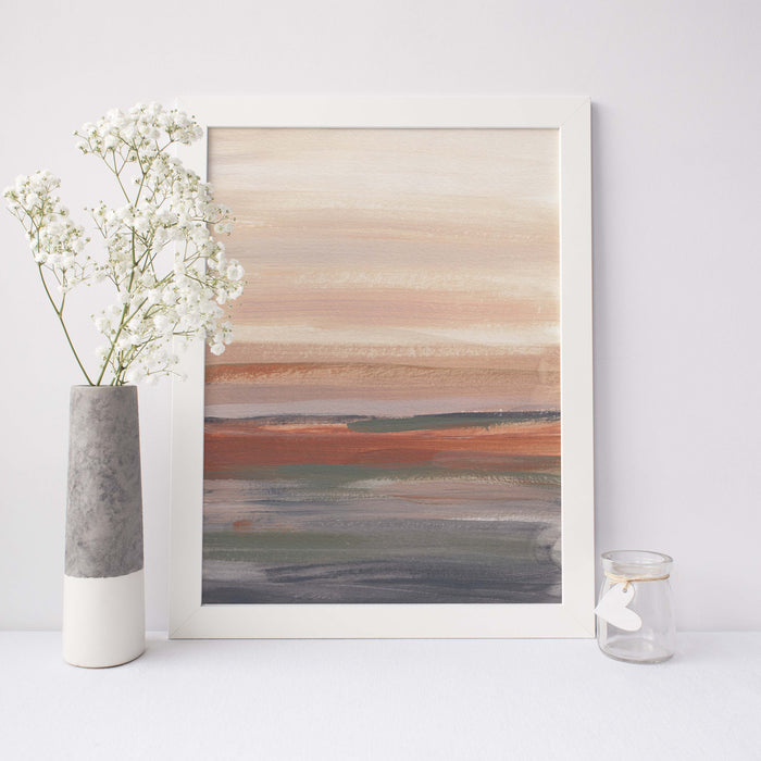 Neutral Earthy Desert Landscape Modern Abstract Painting Wall Art Print or Canvas - Jetty Home