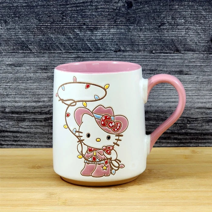 Hello Kitty Cowgirl Lasso Coffee Mug Set Ceramic Tea Cup Pink 17oz by Blue Sky