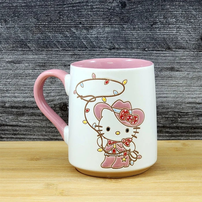 Hello Kitty Cowgirl Lasso Coffee Mug Set Ceramic Tea Cup Pink 17oz by Blue Sky