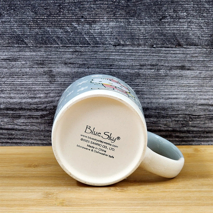 Hello Kitty Downhill Skiing Coffee Mug Ceramic Tea Cup Blue Sky Embossed 18oz