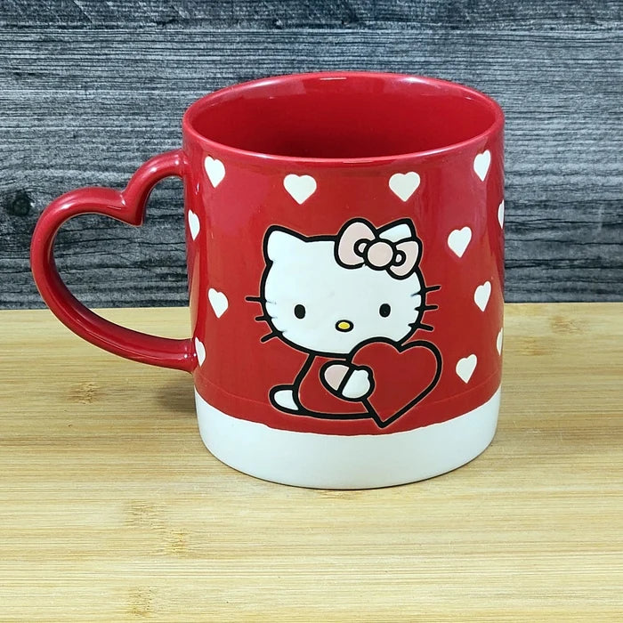 Hello Kitty Love Coffee Mug Embossed Ceramic Red Heart Tea Cup by Blue Sky 21oz