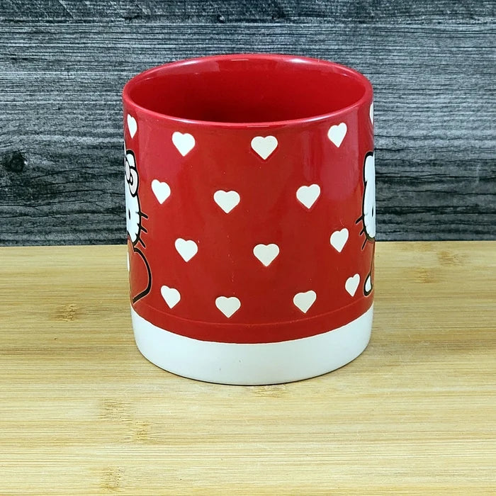 Hello Kitty Love Coffee Mug Embossed Ceramic Red Heart Tea Cup by Blue Sky 21oz