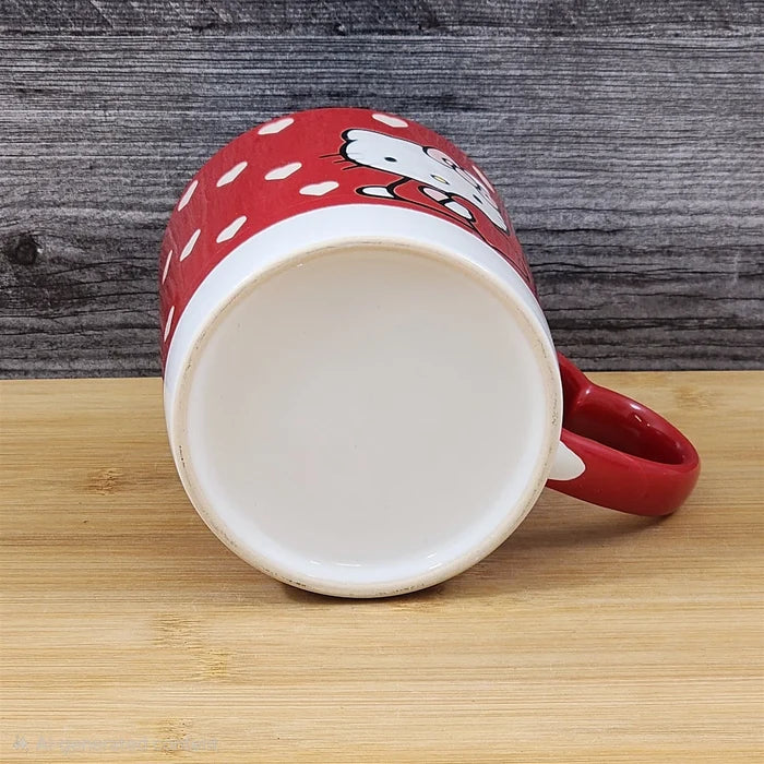 Hello Kitty Love Coffee Mug Embossed Ceramic Red Heart Tea Cup by Blue Sky 21oz