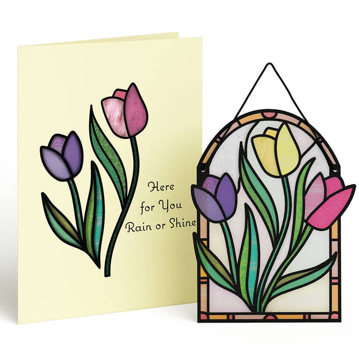 Here for You Tulips Suncatcher Card 5x7"