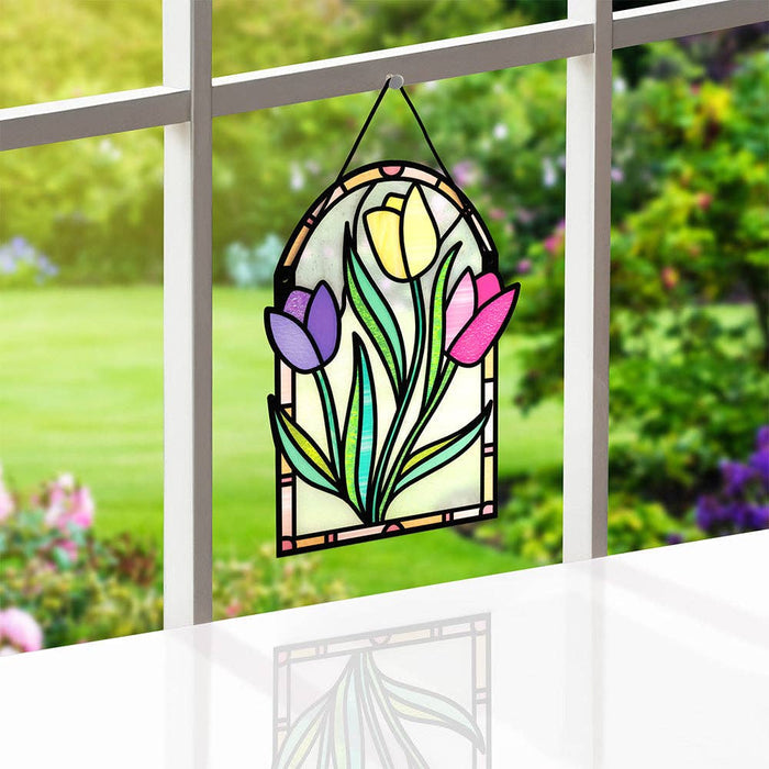 Here for You Tulips Suncatcher Card 5x7"