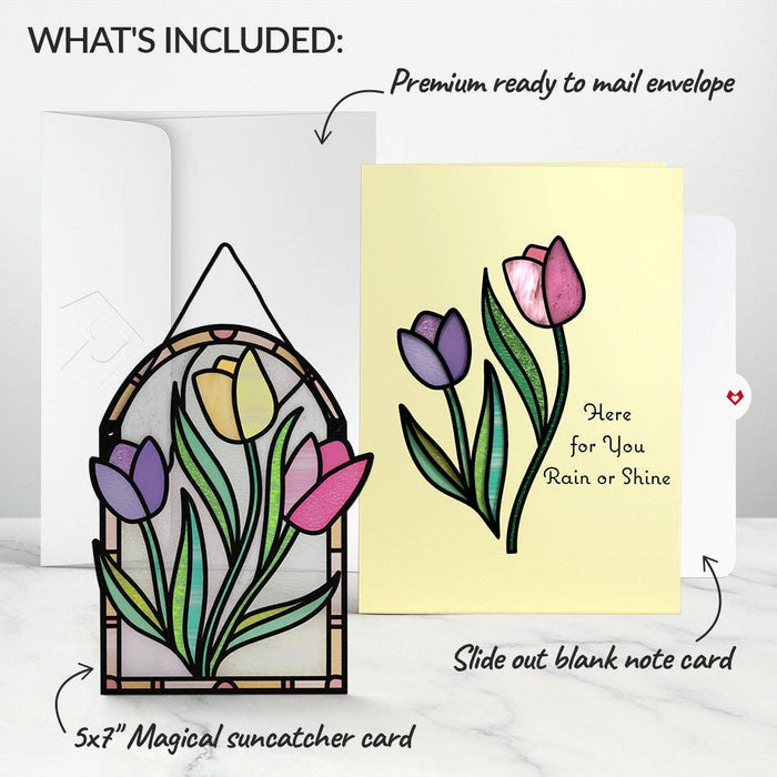Here for You Tulips Suncatcher Card 5x7"