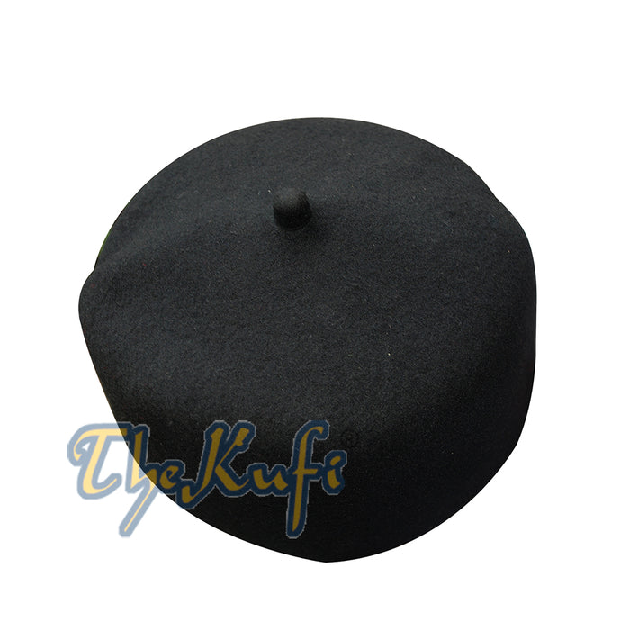 High Quality Black Fine Australian Felt Fez Kufi with Tip