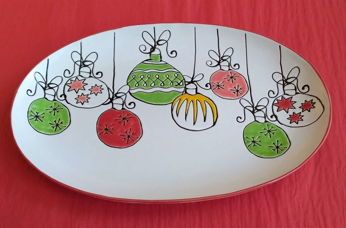Holiday Christmas Platter Ornaments Plate 13" By Blue Sky Clayworks
