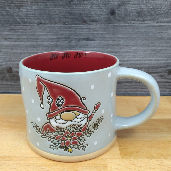 Holiday Gnome Coffee Mug 17oz 455ml Embossed Christmas Tea Cup Ceramic Blue Sky