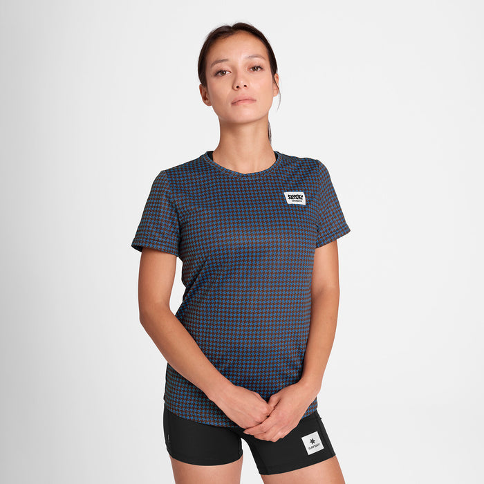 Saysky Houndstooth Combat T-Shirt Blue Houndstooth 1047 OWRSS31C1047