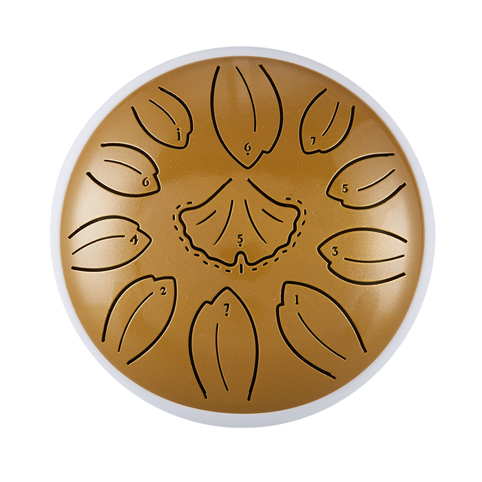 Huashu 11 notes 6" C5 Major Carbon Small Steel Tongue Drum For kids and Beginners - Golden Ginkgobiloba series