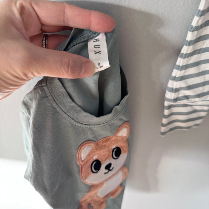 Hux	Baby / Smokey green x dog T-shirt & pants set / 6-12M
