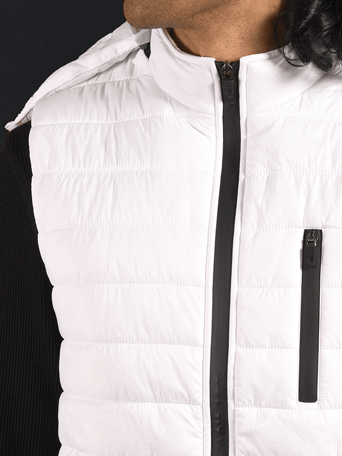 Iceberg White Detachable Hood Puffer Jacket