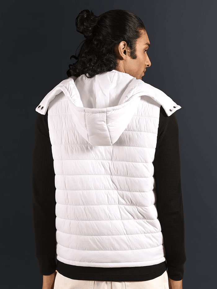 Iceberg White Detachable Hood Puffer Jacket