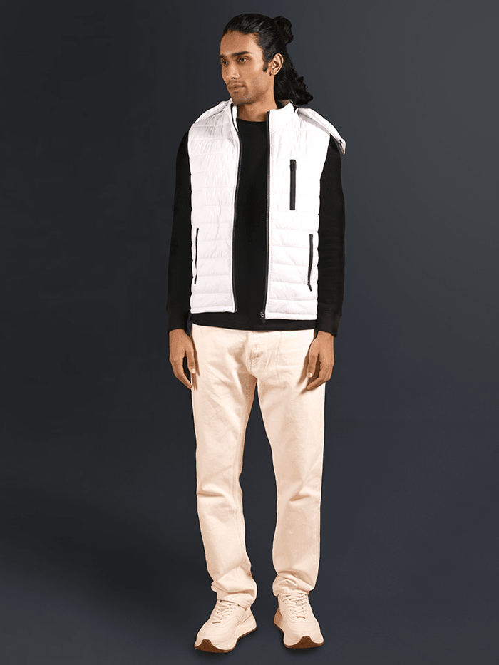 Iceberg White Detachable Hood Puffer Jacket