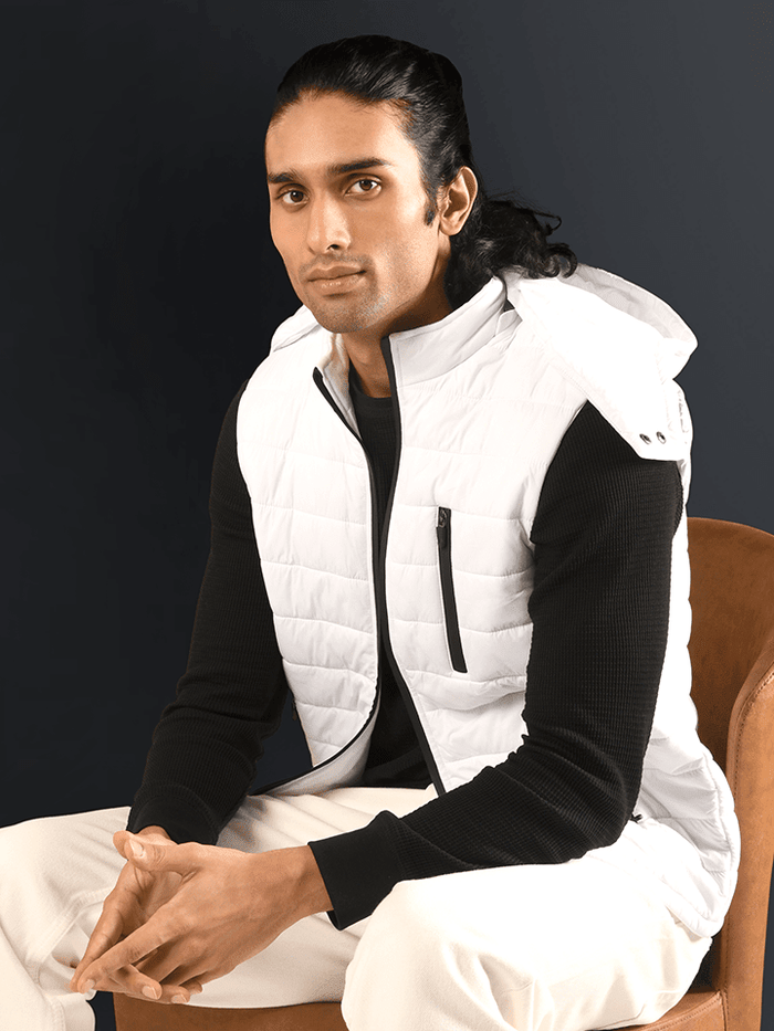 Iceberg White Detachable Hood Puffer Jacket