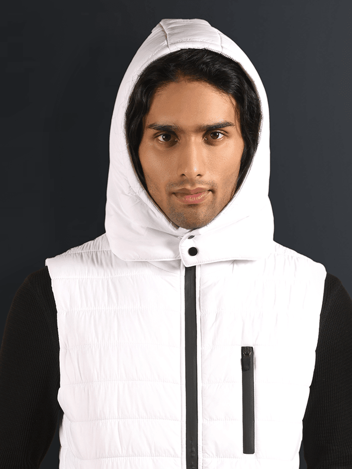 Iceberg White Detachable Hood Puffer Jacket