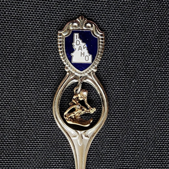 Idaho State Collectible Travel Souvenir Spoon Winter Down Hill Skier Dangler