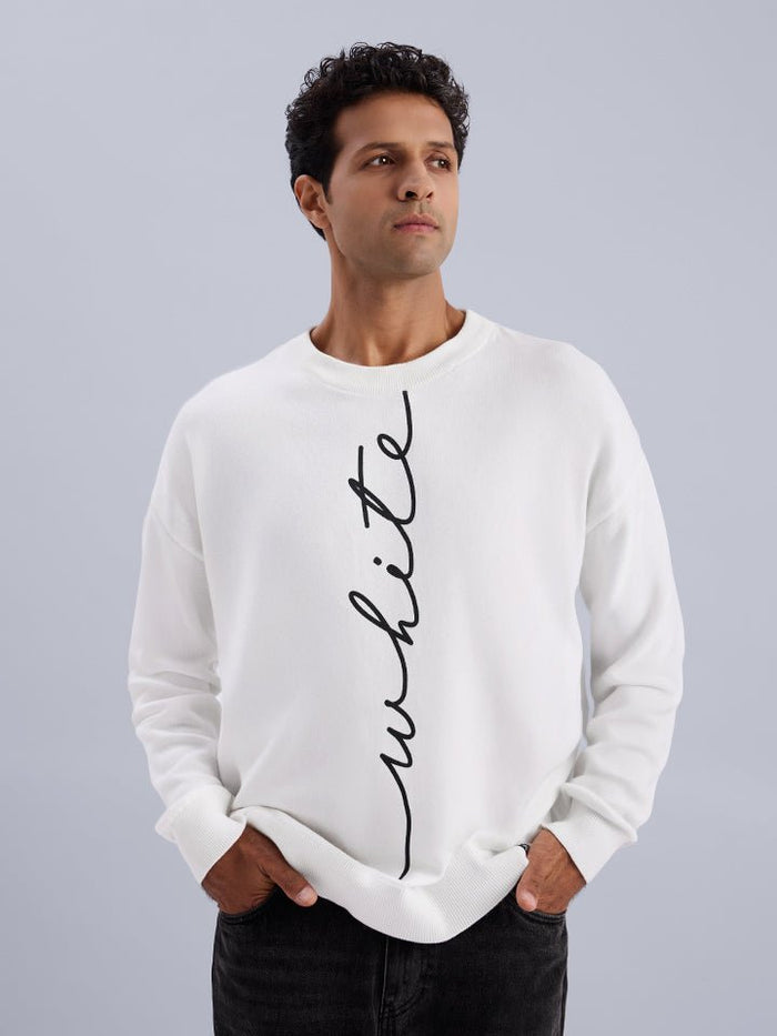 Imprint White Single Jersey Oversized Sweater