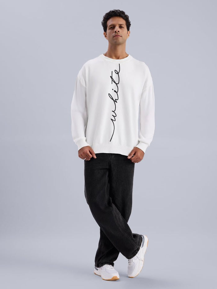 Imprint White Single Jersey Oversized Sweater