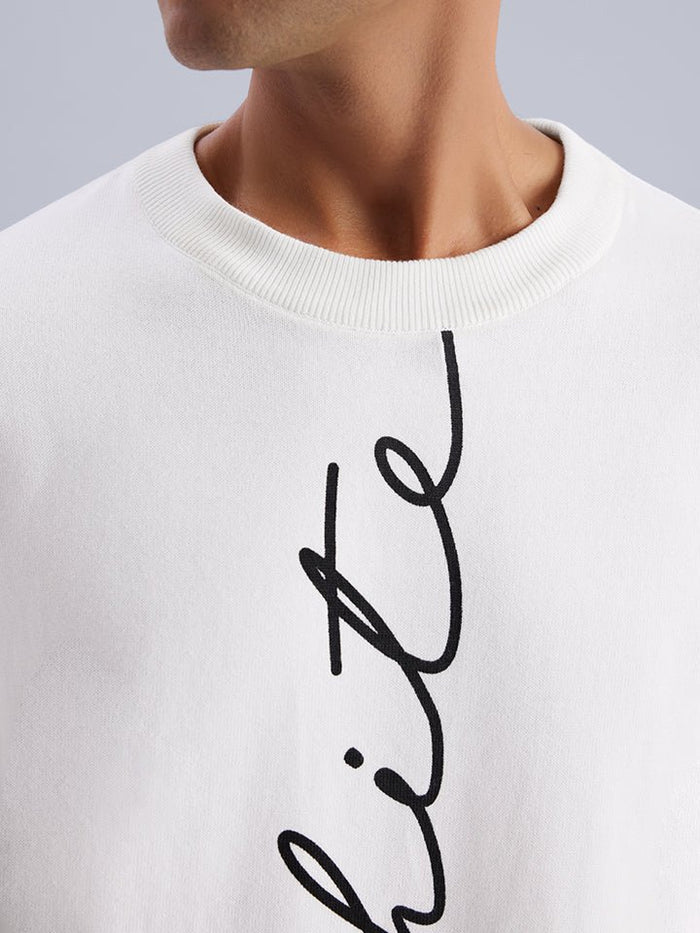 Imprint White Single Jersey Oversized Sweater