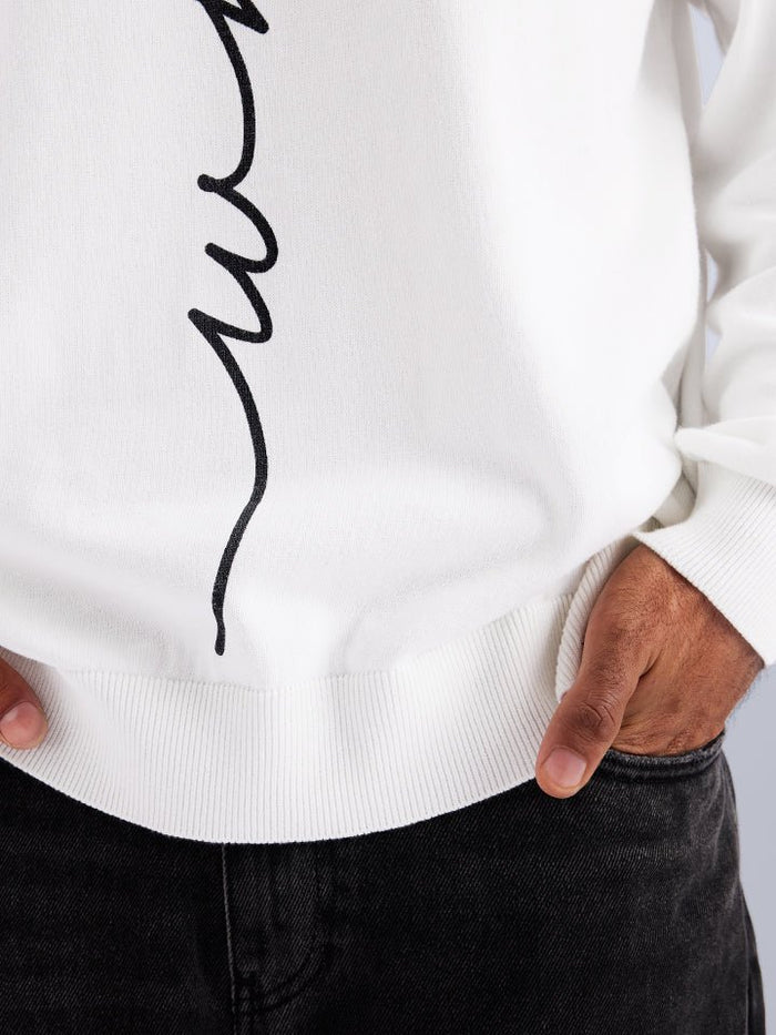 Imprint White Single Jersey Oversized Sweater