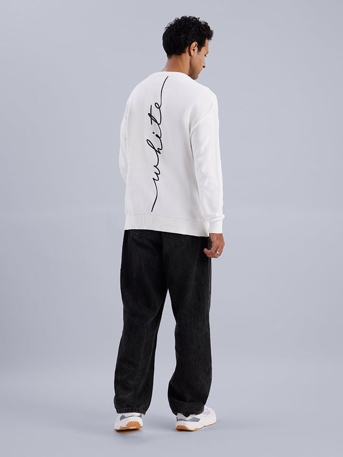 Imprint White Single Jersey Oversized Sweater