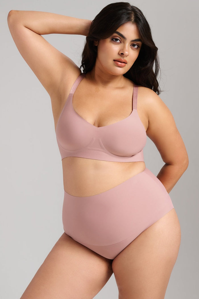 Invisible High Waist Shaping Brief - SIELLA - Color: Dusty Rose Vieux rose