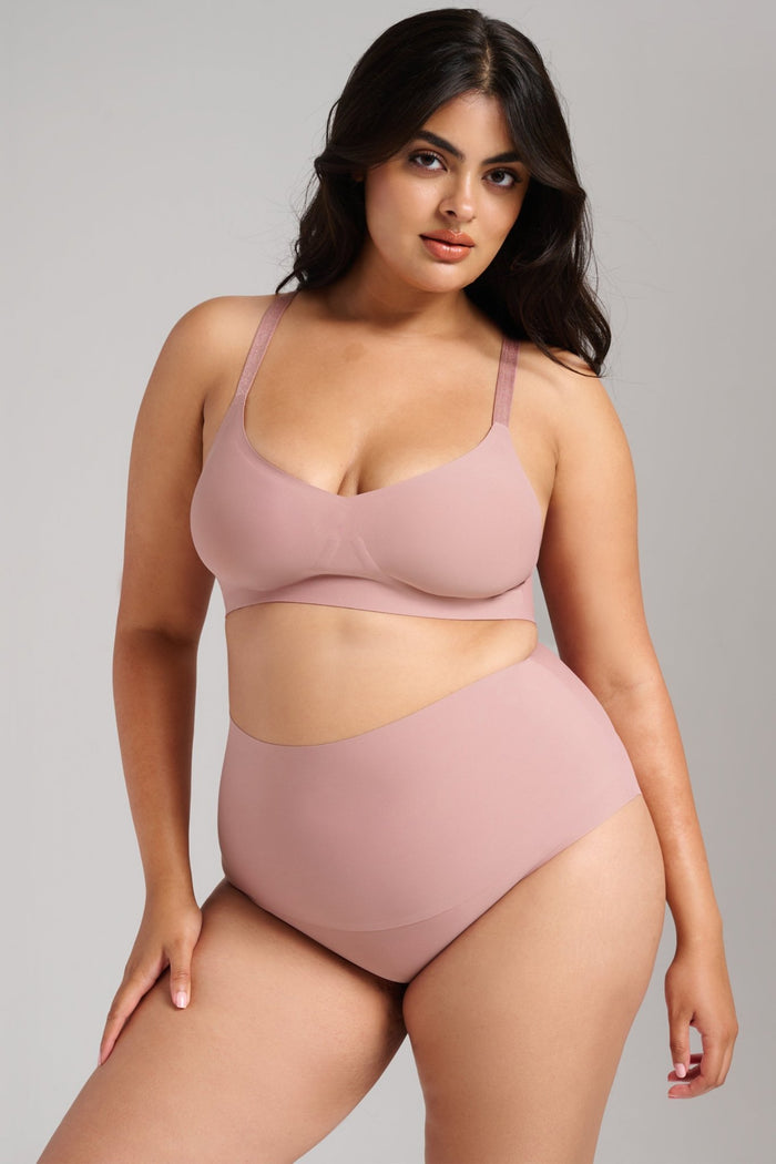 Invisible V-Neck Bra - SIELLA - Color: Dusty Rose Vieux rose