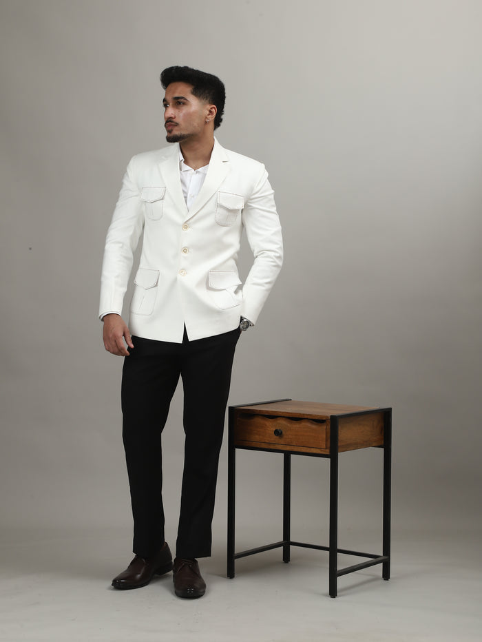 Ivory Celebration Blazer with Signature Pocket Detailing