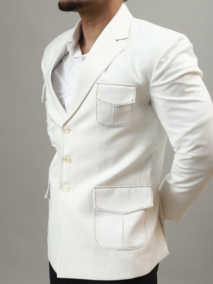 Ivory Celebration Blazer with Signature Pocket Detailing